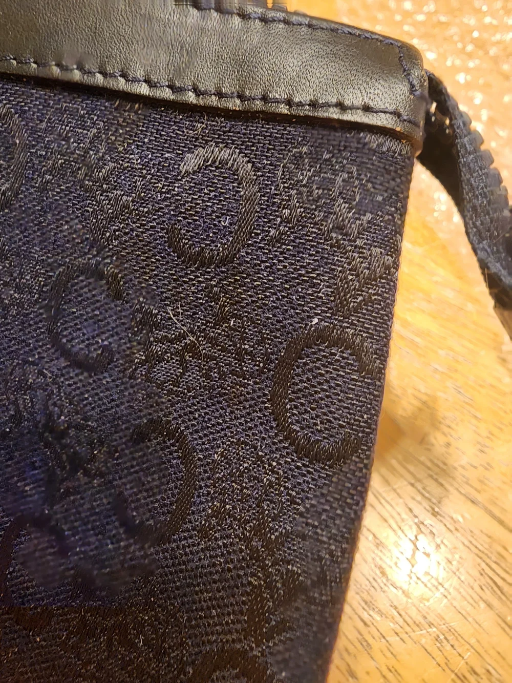 vintage item is a Celine C Macadam Horse Carriage Toiletry/Cosmetic Pouch,